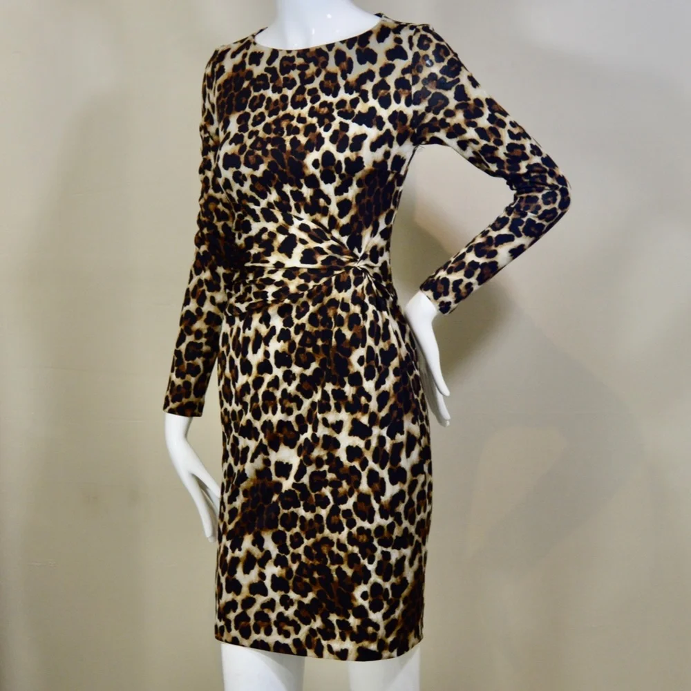 Leopard Print Mini Night Out Dress by Carmen Marc Valvo.Made in US